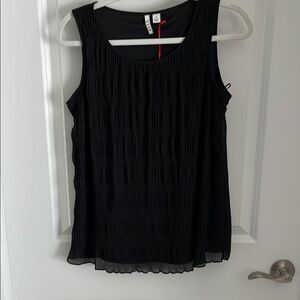 Elle Pleated Black Sleeveless Sheer Top Underlining NWT
